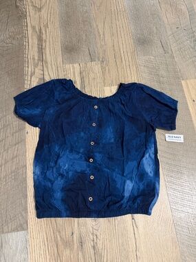 NWT Old Navy Navy Tie-Dye Button Front Blouse